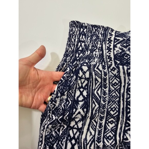 ALK Women's L Three Dots Aztec Pull On Palazzo High Waist Wide Leg Pants Blue - Picture 5 of 8